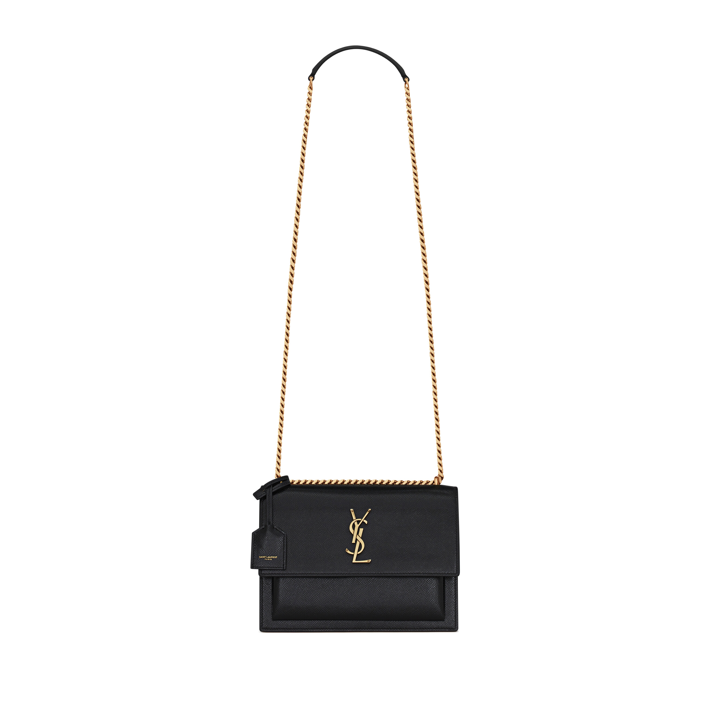 YSL SUNSET MEDIUM IN COATED-BARK LEATHER 442906H3Z0W1000 (22*16*6.5cm)